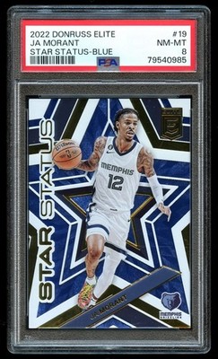 2022-23 Donruss Elite Star Status Blue #19 Ja Morant 12/99 PSA 8 JERSEY #