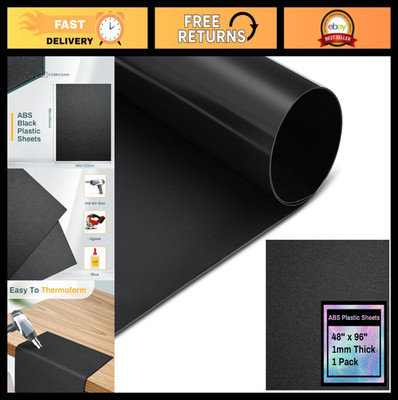 48'' x 96'' Black ABS Plastic Sheet - Thick, Flexible, Textured DIY Panel for Home