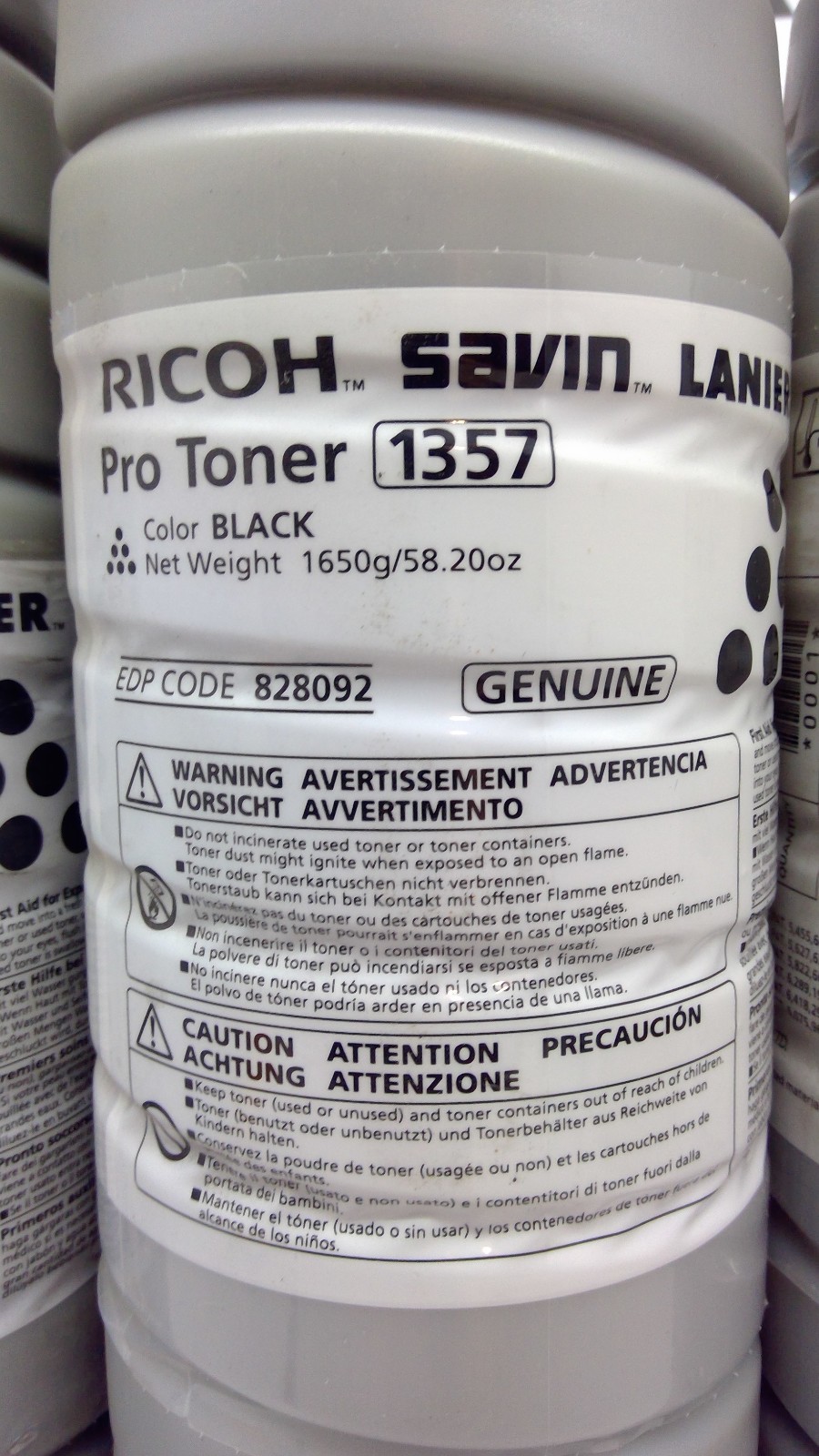 Genuine Ricoh/Savin/Lanier Type 1357 Black Toner Cartridge *LOT OF 4* 828092
