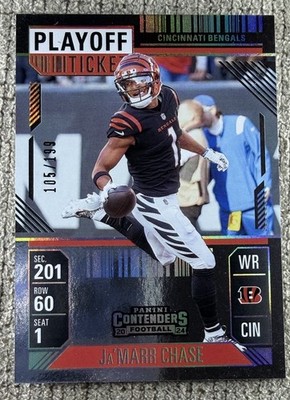 2024 Panini Contenders Football Ja'Marr Chase Playoff Ticket /199 Top 5 WR