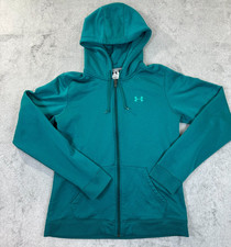Under Armour Hoodie Full Zip Sweatshirt Teal Green Logo Youth Size Large