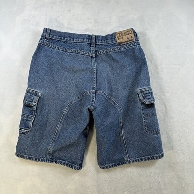 Vintage 90 s O'lico Jefis Denim Cargo Short Wide Leg Baggy Size 32