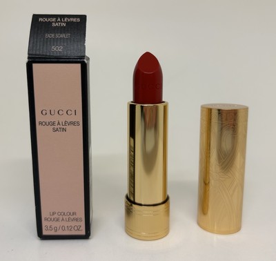 GUCCI Rouge A Levres Satin Eadie Scarlet 502 Lipstick Lip Colour 0.12 oz New NWB