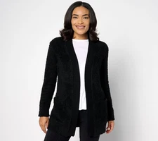 Barefoot Dreams Women's Top Sweater Sz S CozyChic Ribbed Knit Trim Black A615050