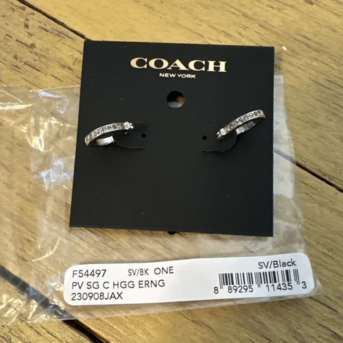 ?Orecchino Huggie COACH Firmato Argento e Cristallo Pave’?argento F54497