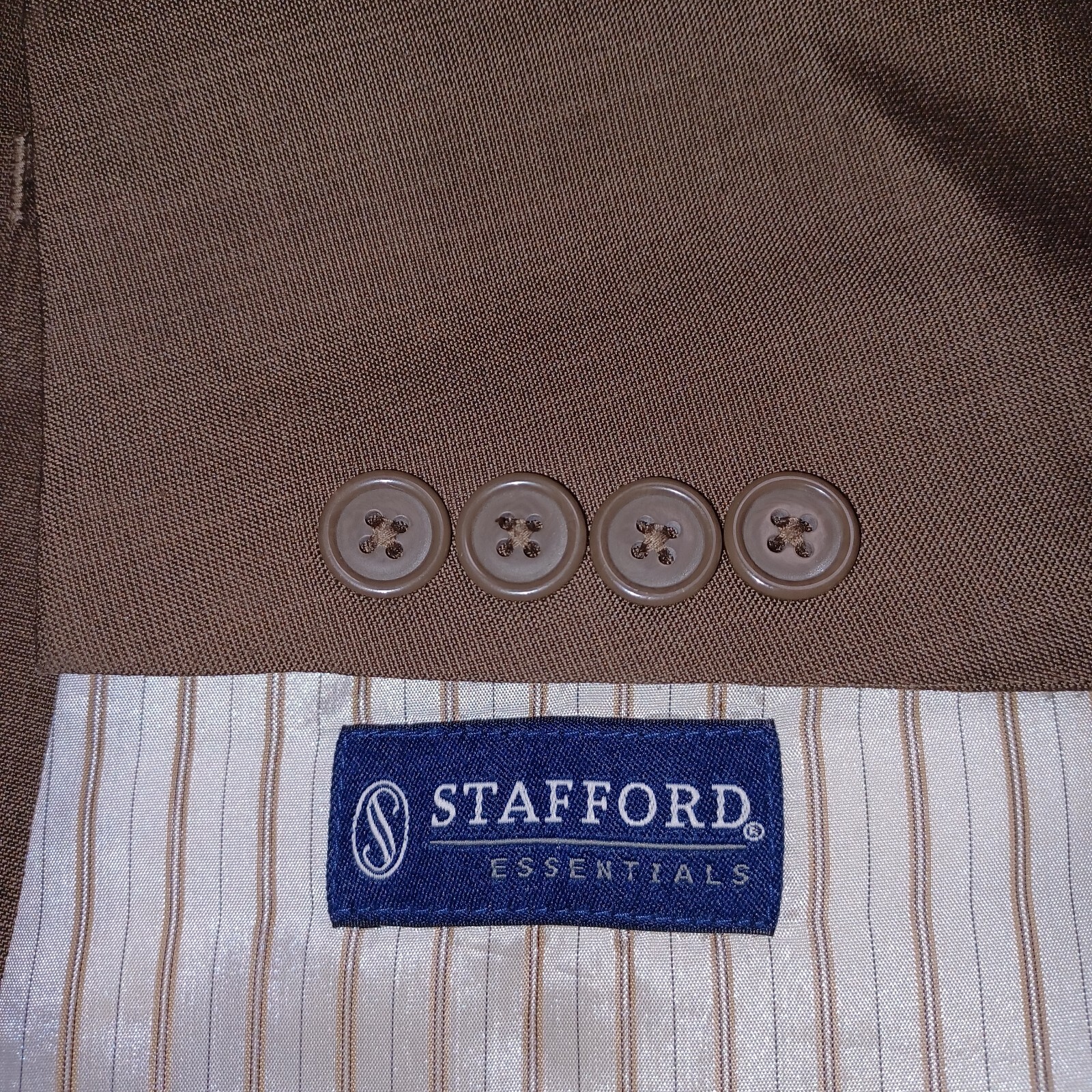 STAFFORD Blazer Mens 48L Brown Suit Jacket Sport Coat Interview Classy
