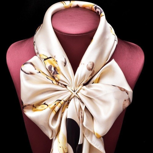 Women Ladies Gold Plain Scarf Buckle Ring Holder Silk Scarves Jewellery Brooch - Picture 2 of 5