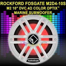 ROCKFORD FOSGATE M2D4-10S 10" WHITE DUAL 4-OHM MARINE RGB SUBWOOFER SPEAKER NEW