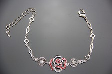 Women's Jewelry Floral Link White Rose Gold Plated Bracelet Cubic Zirconia Stone