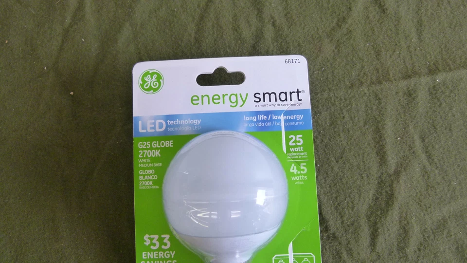 GE 68171 - LED4DG25M-W/TP LED G25 Globe 2700K White Medium Base Bulb - Image 2 of 4