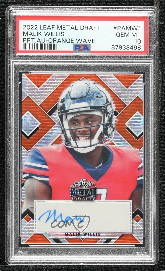 Malik Willis Leaf Metal Draft Portrait Autographs #PAMW1 Orange Wave