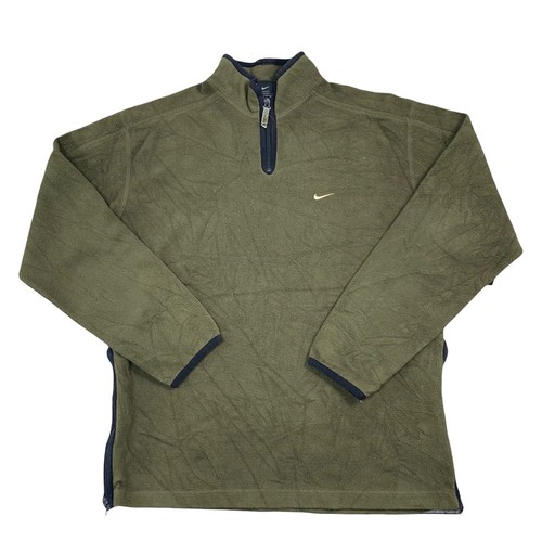 NIKE MENS 00s KHAKI GREEN 1/4 ZIP POLAR 