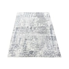4' x 6' Ivory Modern Design Hand Knotted Silk with Textured Wool Rug R80077