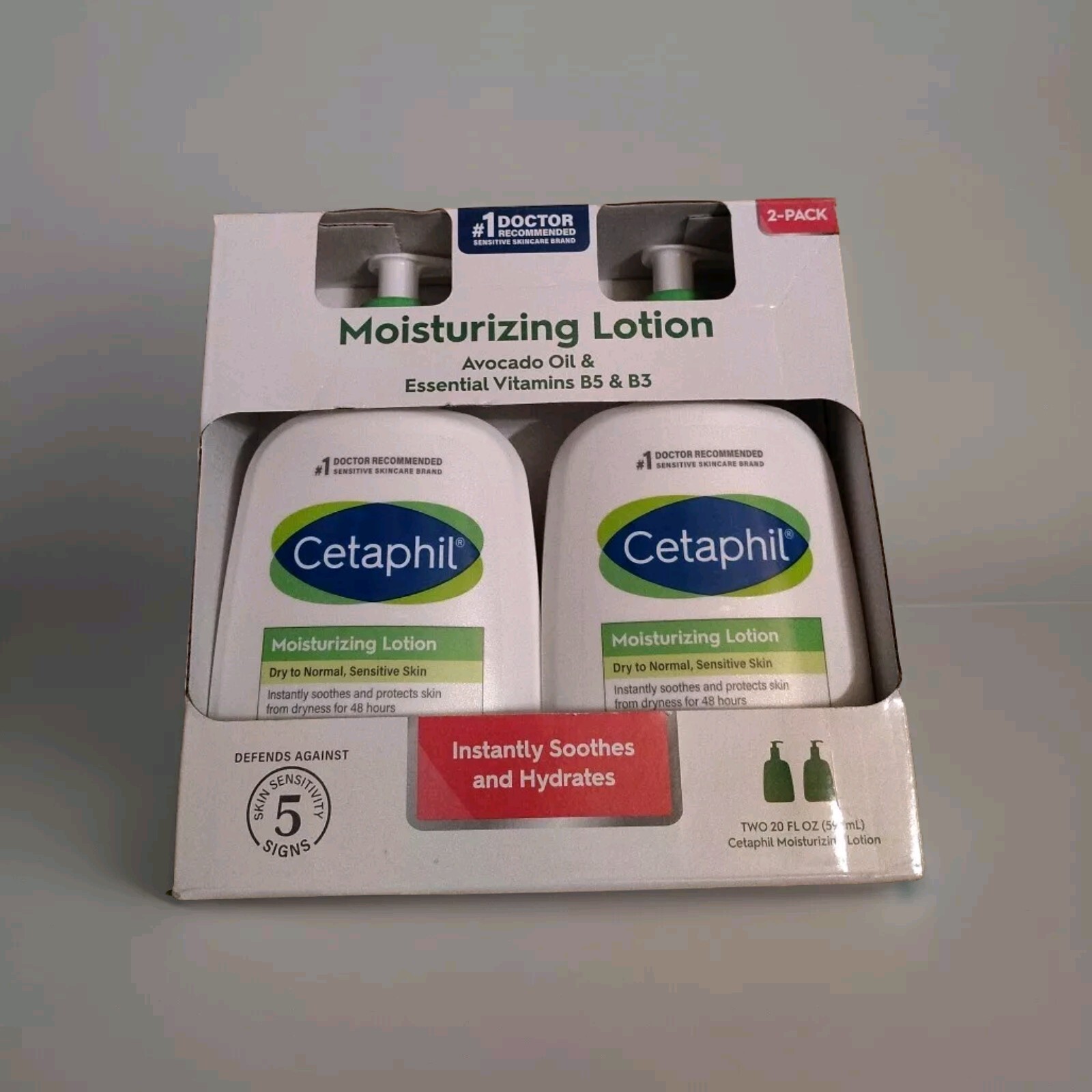 Cetaphil Moisturizing Lotion, Dry to Normal Sensitive Skin, 20 fl oz, 2-count