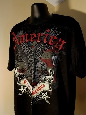 NEW AMERICA FREEDOM REIGNS T-SHIRT DESIGNER ACTIVE WEAR TEE   Size X-LARGE BLACK