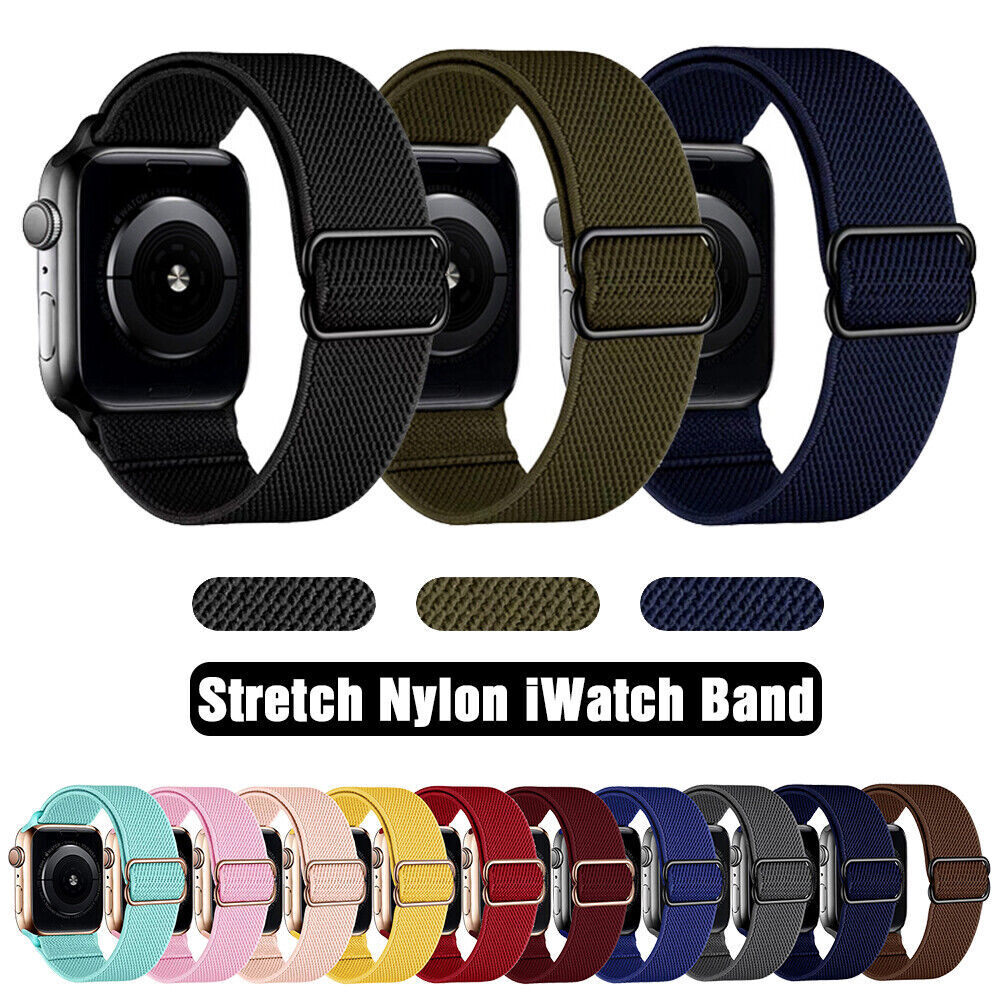 Elastic Nylon Sport Loop Band for Apple Watch 9 8 7 6 5 SE Ultra 2 44/41/45/49mm