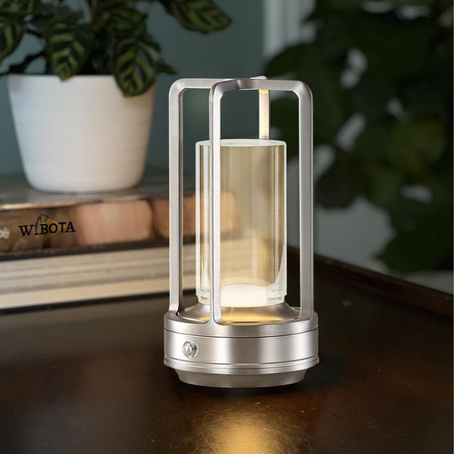 Portable Metal Table Lamp,Rechargeable Cordless LED Lamp for Indoor Outdoor, ...