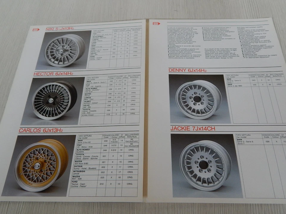 DEPLIANT ORIGINALE PRODUZIONE MILLE MIGLIA RUOTE MINI ALPINE 5 ETC WHEEL  - Immagine 2 di 4