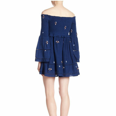 green emerald velvet dress Free People Embroidered Oxford Bubble Sleeve Dress- Size S (see notes) –  The Saved Collection main image 0
