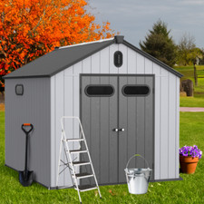 8X10FT Plastic Storage Shed for Backyard Garden Big Spire Tool Storage Rainproof