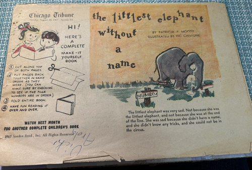 1967 LITTLEST ELEPHANT WITHOUT A NAME PULL OUT COMIC BOOK CHICAGO TRIB - Picture 2 of 3