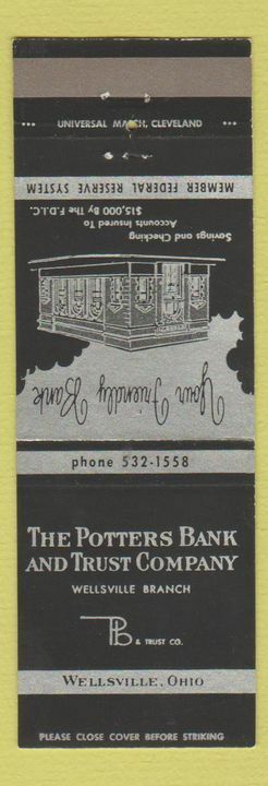 Matchbook Cover - Potters Bank and Trust Company Wellsville OH
