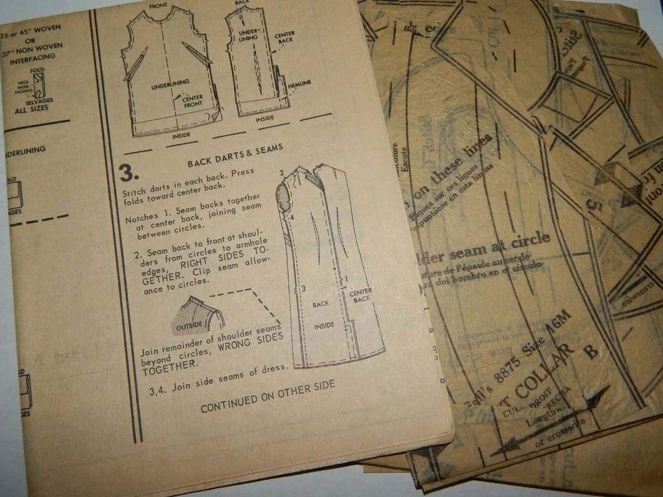 Vestido McCall's Funda Pixie Costura Patrón Damas Corte 16 De Colección Años 60 Tres Secciones Foto 4 de 4