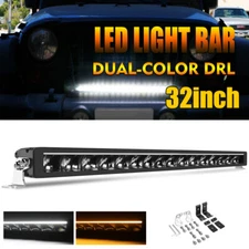 22/32/42/52" Dual Color DRL Led Light Bar Spot Flood Offroad Truck Driving 4WD