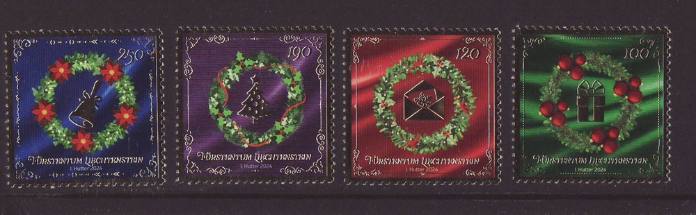 Liechtenstein 2024 MNH - Christmas - set of 4 stamps with gold foil elements