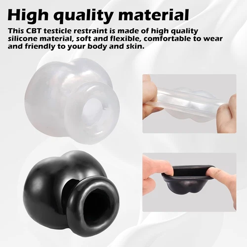 Silicone Chastity Cage Ball Bag Scrotal Restraints Testicles Stretcher for Male - Picture 7 of 35