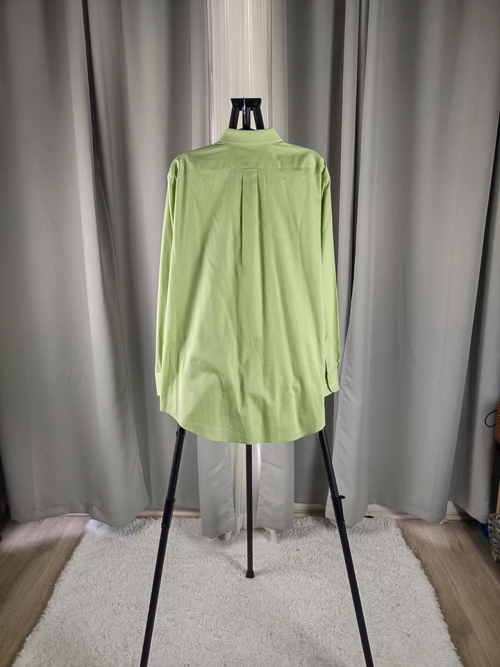 Camisa de vestir para hombre Izod sin arrugas verde lima mezcla de algodón talla 17 (34/35) Foto 3 de 4