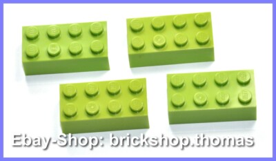 Lego 4 x Bausteine Steine grün 2x4 - 3001 - Basic Bricks Lime - NEU / NEW