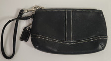 Vintage Coach Wristlet Smooth Leather Clutch Wallet Pouch Black