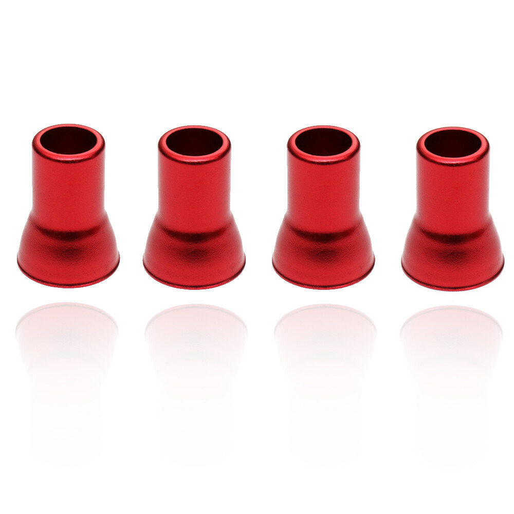 Red Aluminum Tire Valve Stem Caps & Sleeve Set – 8 Pieces (4 Caps + 4 Sleeves) – Unbranded