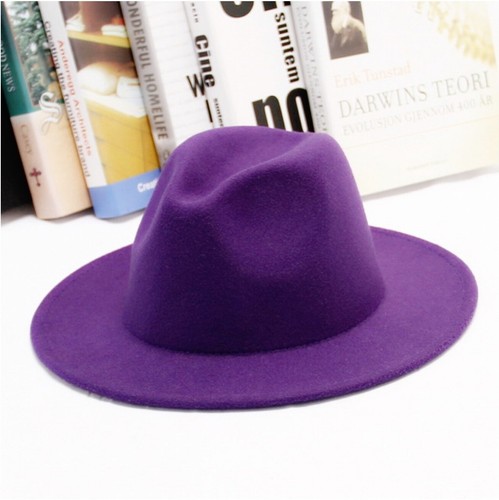 Wide Brim Fedora Hats For Women Solid 