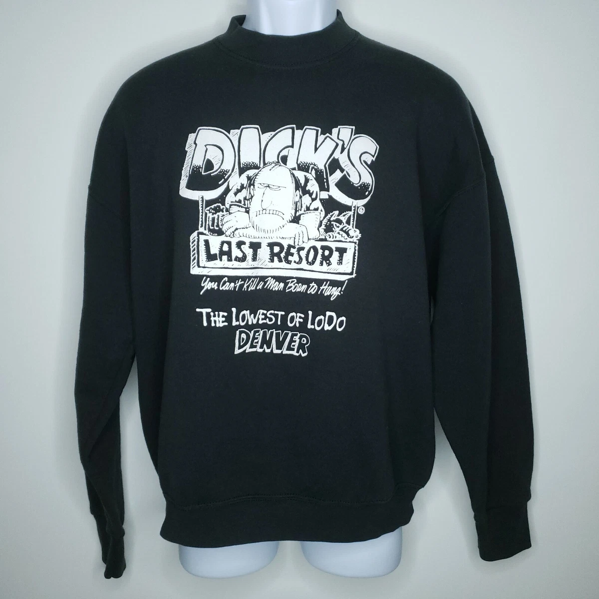 Vintage Dicks Last Resort Sweatshirt Black Large Lodo Denver Pub