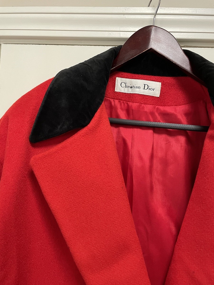 Vintage Christian Dior Red Down Over Coat Wool Heavy USA Vintage Christian Dior Red Down Over Coat Wool Heavy USA