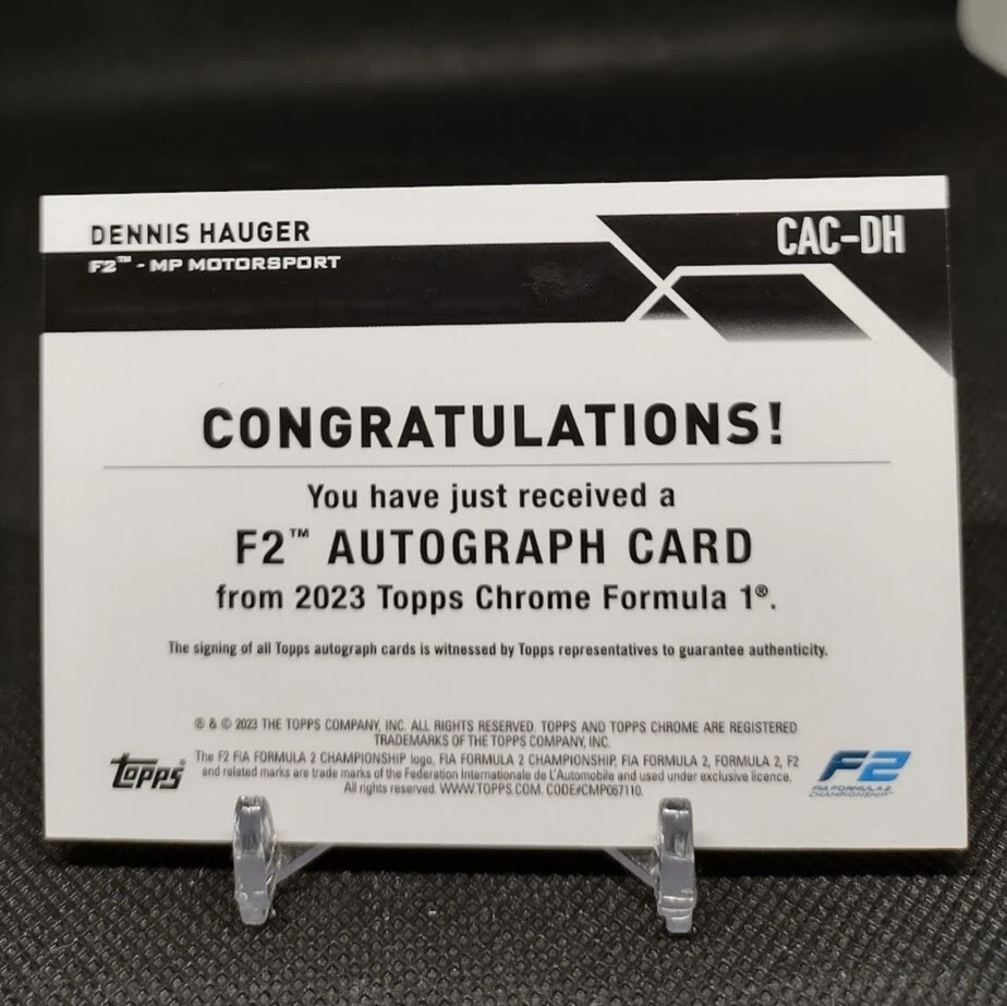 Dennis Hauger 2023 Topps Formula 1 F1 Chrome Green Refractor Auto #CAC-DH 83/99 - Image 2 of 2