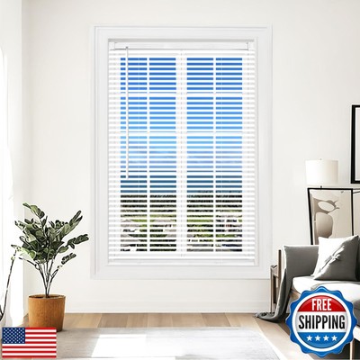 AIRLAJYID Cordless Vinyl Mini L Blinds 29'' W x 48'' H, 1'' Slat White Horizonta