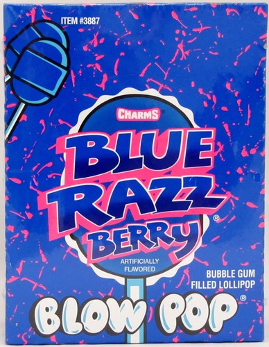 Charms Blow Pops Blue Raspberry Berry Suckers Candy Pop Bulk Lollipops 48 ct Box - Picture 3 of 9