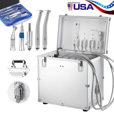 Portable Dental Mobile Delivery Unit Air Compressor Suction 4 Hole/Handpiece Kit