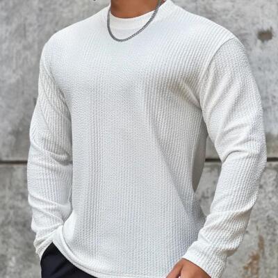 Sueter Delgado De Punto Con Cuello Alto De Color Sólido De Invierno Para Hombre