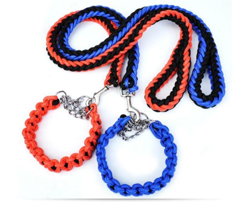 Braided Dog Leash Rope Walking Training Pet Dog Collar Leash For Big
