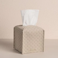 OLETHA Square Tissue Box Cover - Aesthetic Desk Decor for Room, Home & Office -