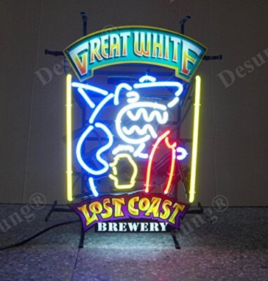 Great White Lost Coast Brewery Beer B 24'' Neon Light Sign Lamp HD Vivid Printing