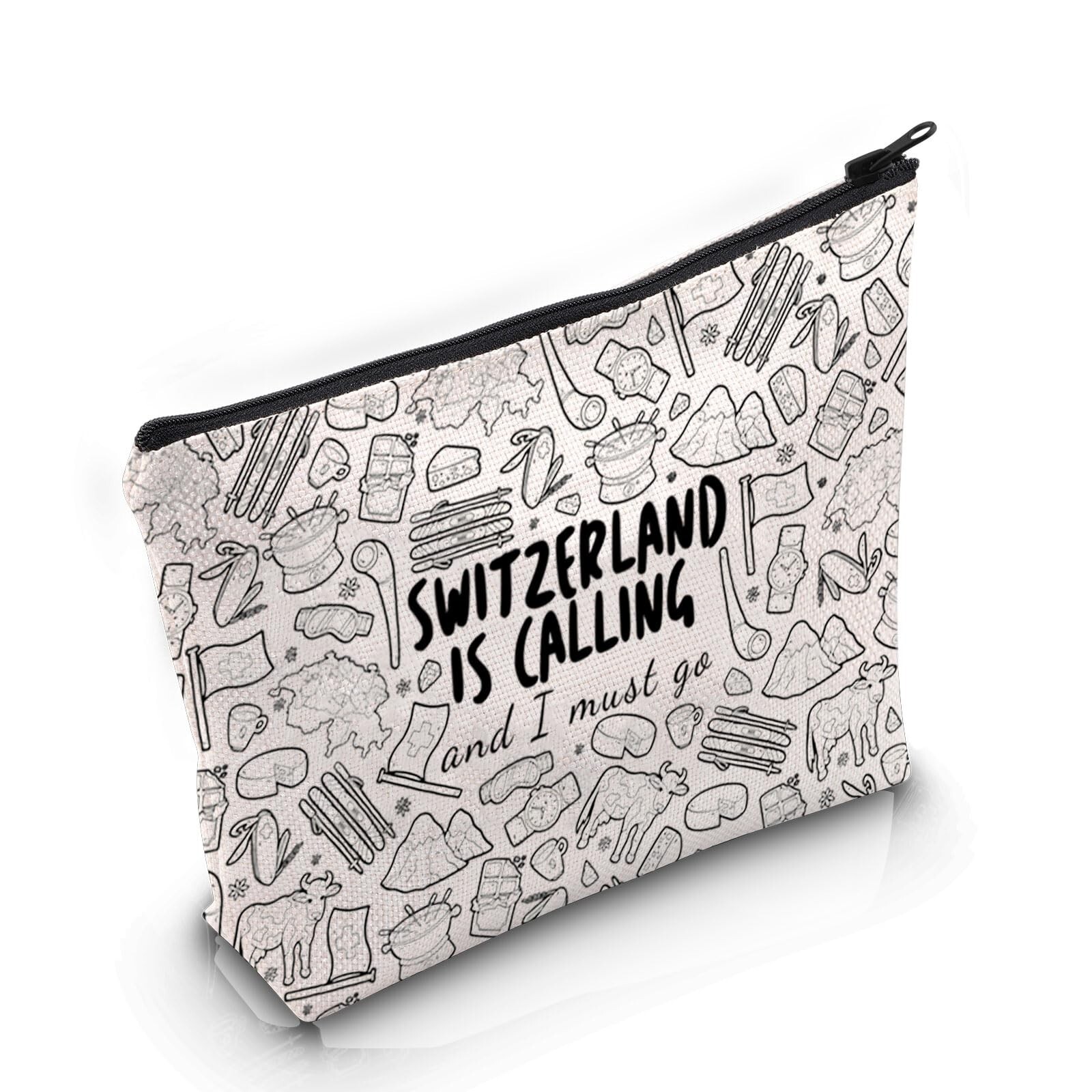 VAMSII Switzerland Travel Gift Switzerland Is Calling I Must Go Makeup Bag Sw...