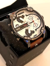 DIESEL DZ7394 Mr Daddy 2.0 Chronograph Brown Leather Strap Watch 57mm BNWT $395