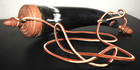 Vintage Steer Powder Horn Hand Nailed Wooden Rim and Leather Strap — photo 3