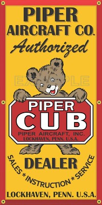 PIPER CUB AIRPLANE AIRCRAFT AUTHORIZED DEALER SIGN REMAKE BANNER SIZE OPTIONS