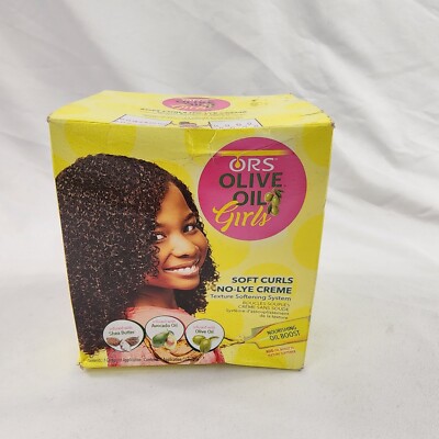 ORS Ors Olive Oil Girls Soft Curls No-lye Creme Texture Softening System Kit New